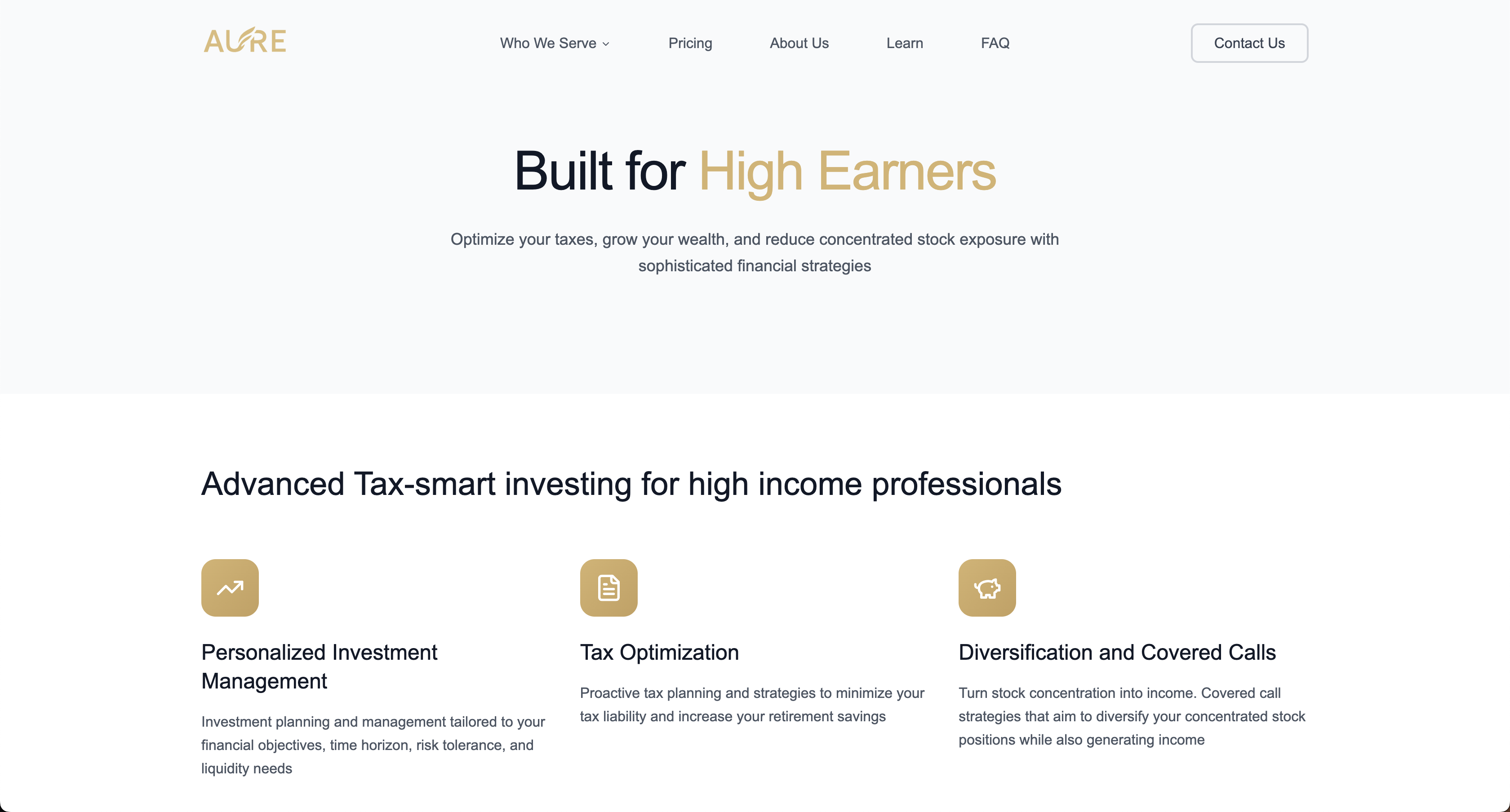 Aure Financial website