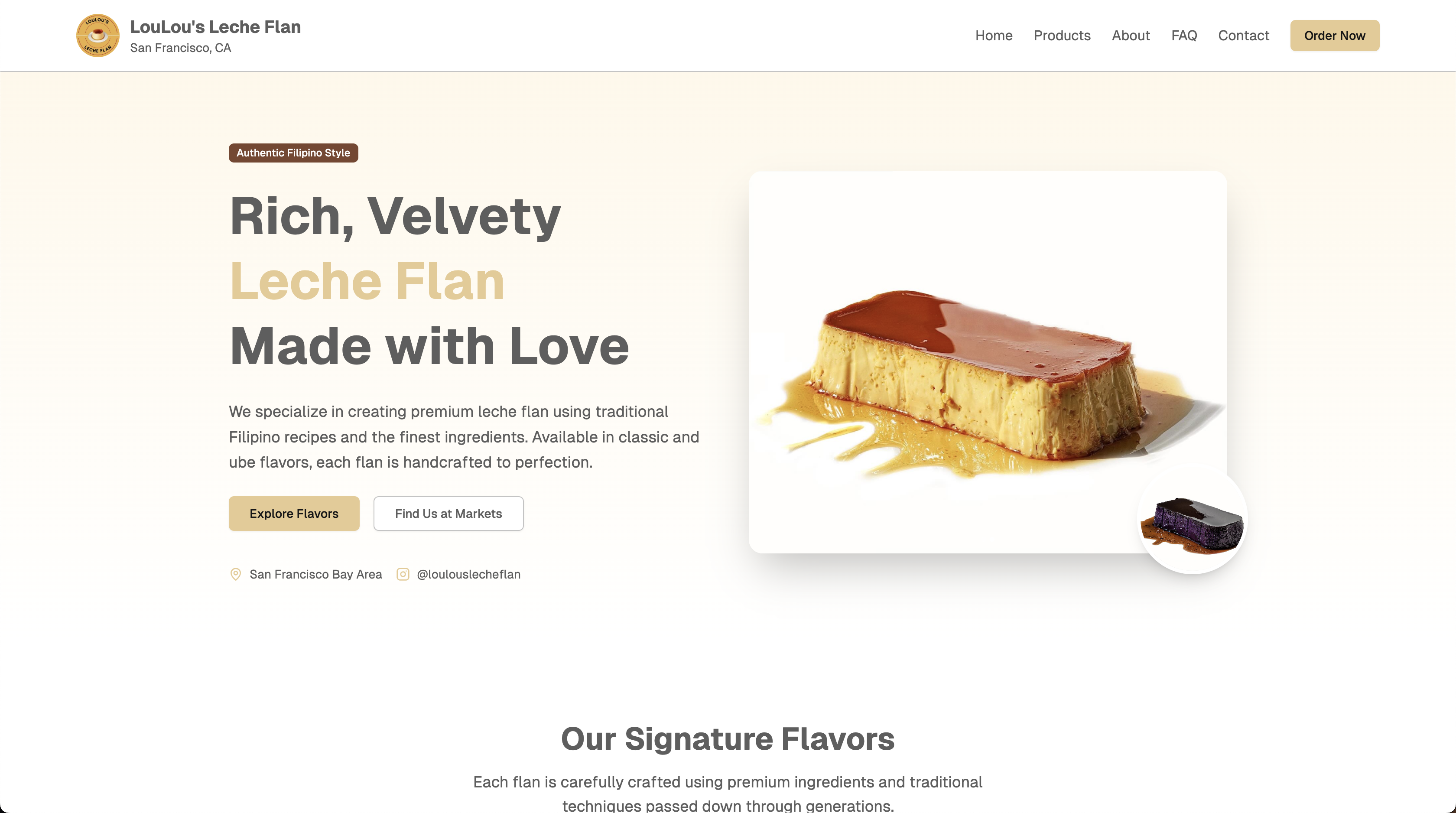 LouLou's Leche Flan website